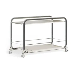 Serving Trolleys^Lammhults Tension trolley, Chrome-beige-beige leather rug BeigeSilver-coloured