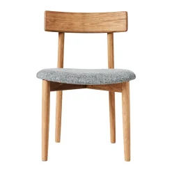 Chairs^MUUBS Tetra chair with padded seat, Concrete coloured fabric-natural oiled oak GreyBrown