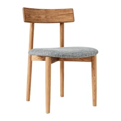 Chairs^MUUBS Tetra chair with padded seat, Concrete coloured fabric-natural oiled oak GreyBrown