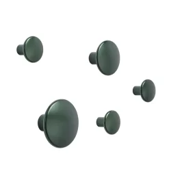 Storage For The Kids Room^Muuto The Dots clothes hook metal 5 pack, Dark Green