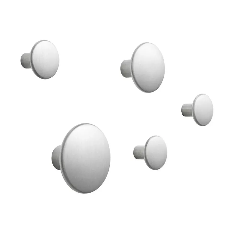 Hot Muuto The Dots clothes hook metal 5 pack, Aluminum Silver-coloured