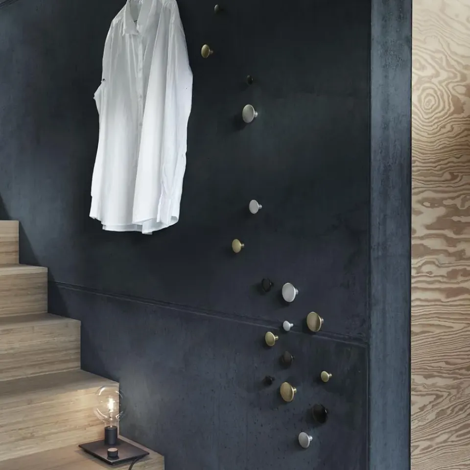 Clothes Hooks & Hangers|Clothes Hooks & Hangers^Muuto The dots hooks brass, Small Ø2,7 cm White