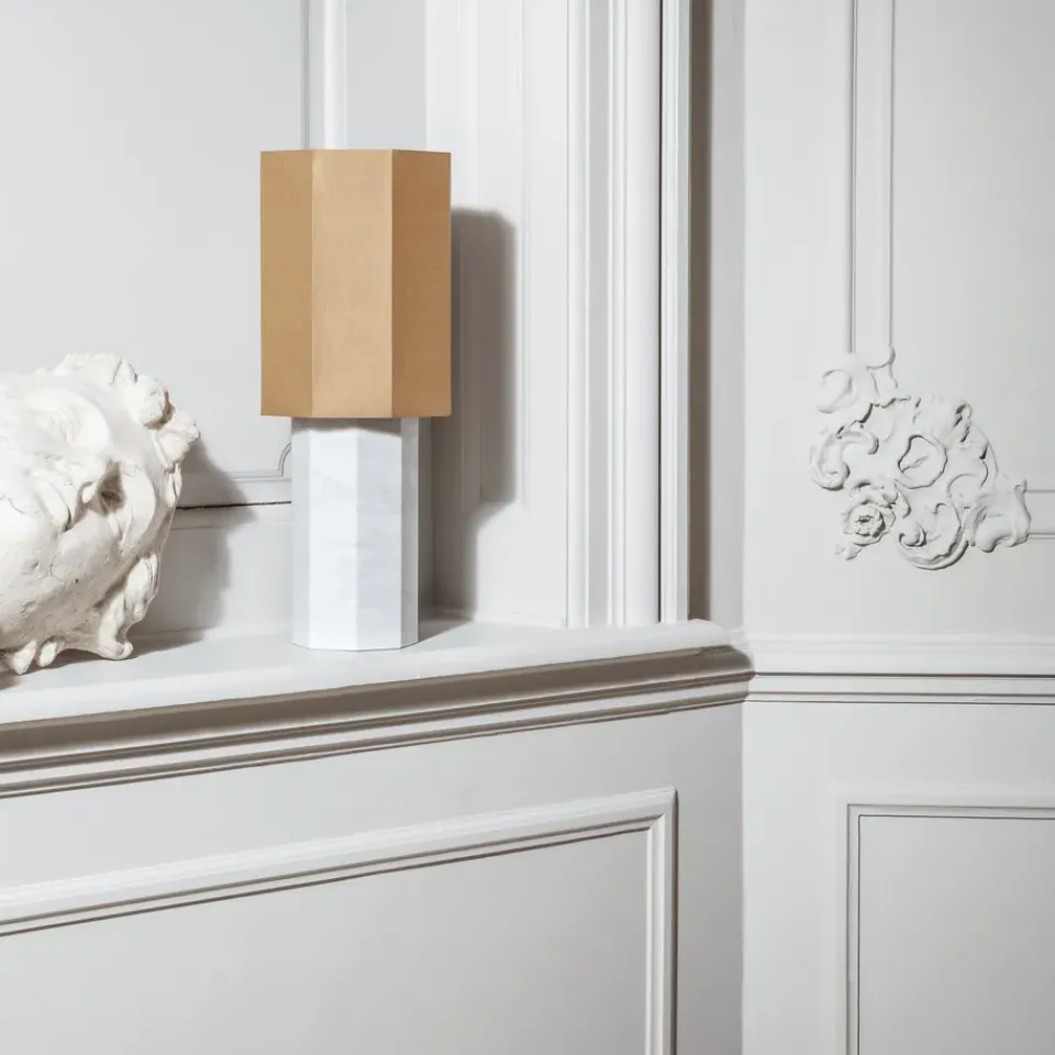 Lamp Bases^Louise Roe The eight over eight lamp base, marble White