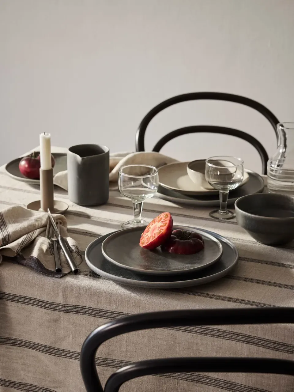 Online Tell Me More Thea tablecloth 145x270 cm, Denim stripe BeigeGrey