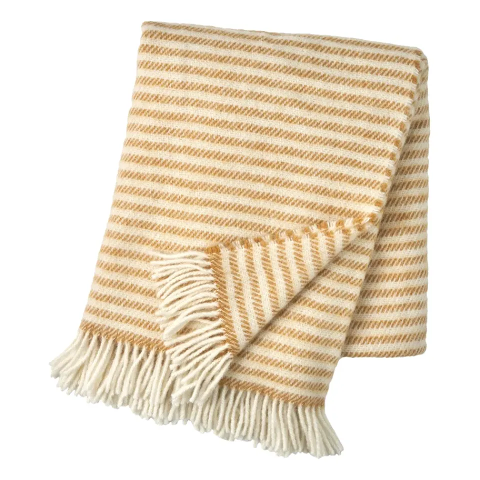 Wool Blankets & Throws^Scandi Living Tidal wool throw 130x180 cm, Mustard Yellow
