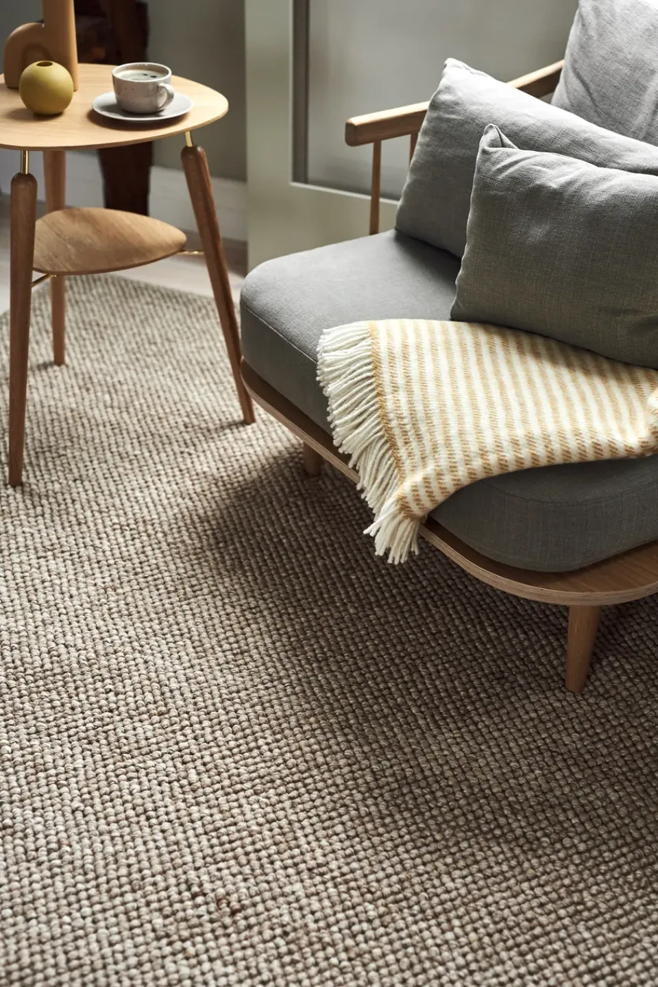 Wool Blankets & Throws^Scandi Living Tidal wool throw 130x180 cm, Mustard Yellow