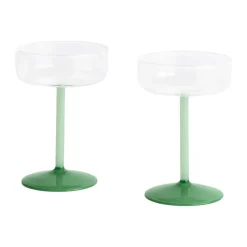 Cocktail & Martini Glasses^HAY Tint coupe glasses 20 cl 2-pack, Clear-jade light green-jade dark green Multi