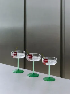 Cocktail & Martini Glasses^HAY Tint coupe glasses 20 cl 2-pack, Clear-jade light green-jade dark green Multi