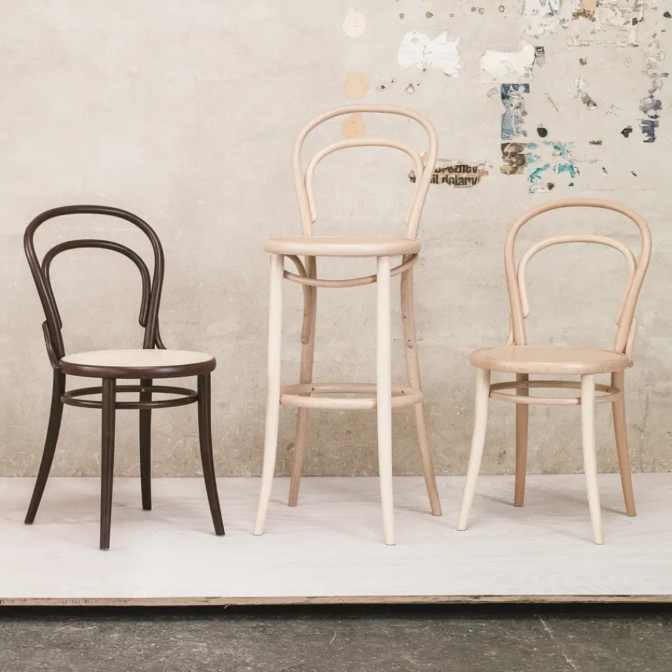 Outlet TON no.14 chair, Coffee B4-New rattan seat Brown