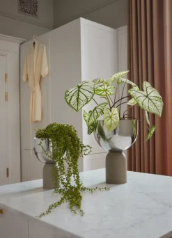 Best AYTM Torus flower pot Ø17 cm, Silver-taupe BeigeSilver-coloured