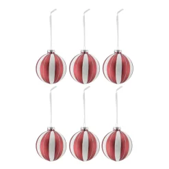 Christmas Decorations^Scandi Living Tradition baubles 6-pack, /white Red