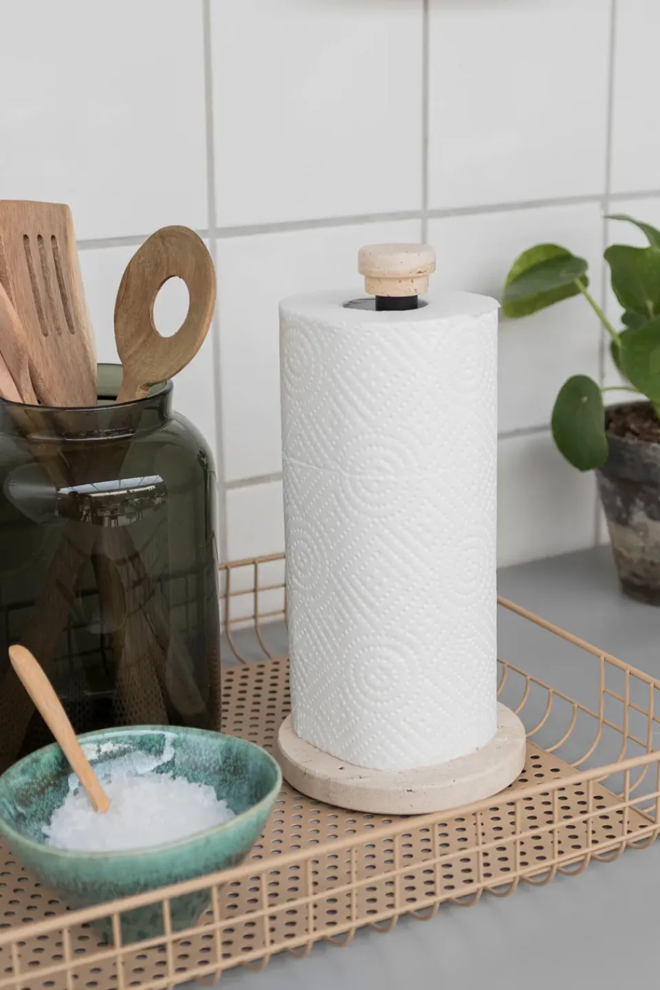 New Mette Ditmer Travertine paper towel holder, Linen Beige