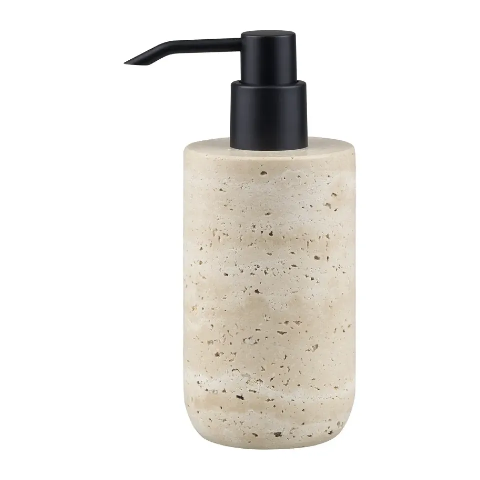 Soap Dispensers & Dishes^Mette Ditmer Travertine soap pump 17.5 cm, Linen Beige