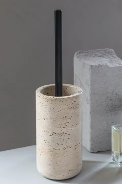 Toilet Brushes^Mette Ditmer Travertine toilet brush 36 cm, Linen Beige