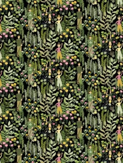 Discount Arvidssons Textil Trädgård fabric, Black-green BlackGreen