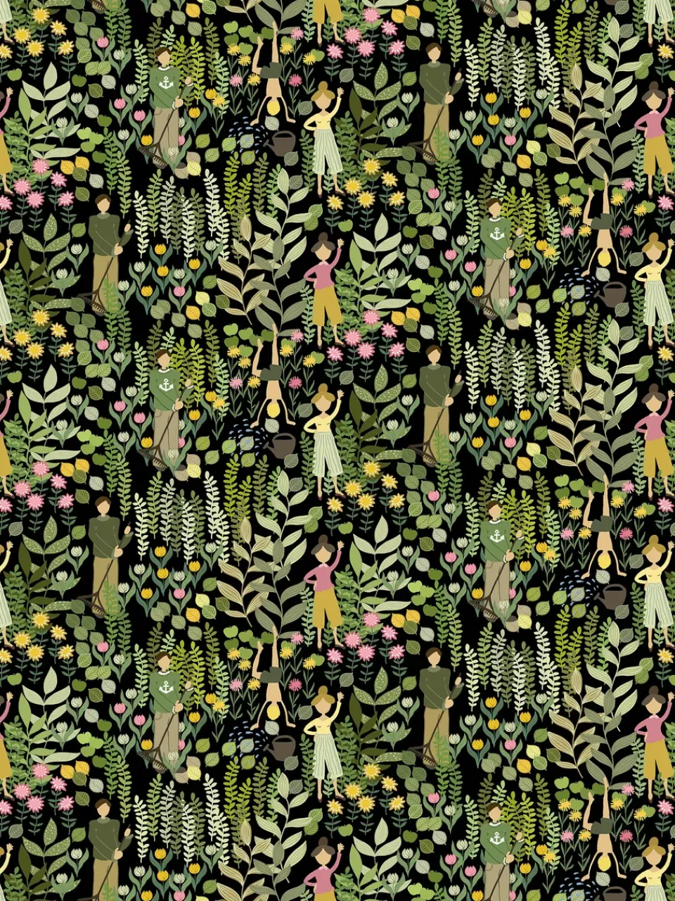 Discount Arvidssons Textil Trädgård fabric, Black-green BlackGreen