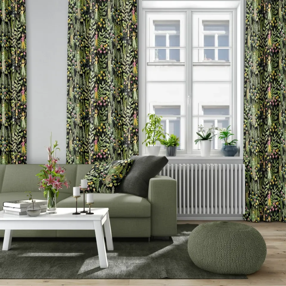 Discount Arvidssons Textil Trädgård fabric, Black-green BlackGreen