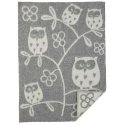 Baby Blankets^Klippan Yllefabrik Tree Owl wool blanket, light Grey