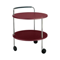Hot SMD Design Trolley Round basic serving trolley, Wine , chrome frame Red