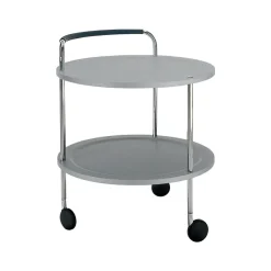 Hot SMD Design Trolley Round basic serving trolley, Light , chrome frame Grey