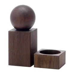 Salt & Pepper Grinders^Applicata Twist spice grinder and salt bowl, Smoked Oak Brown