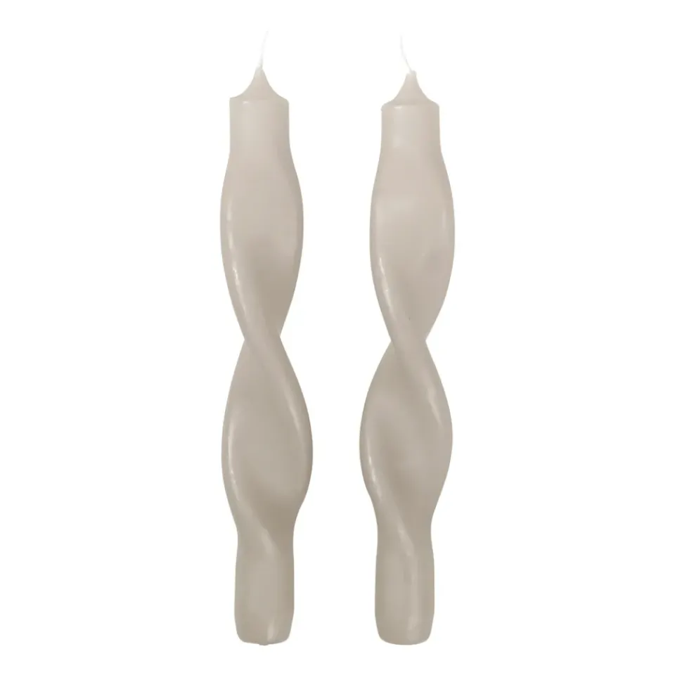 New Broste Copenhagen Twist twisted candles twisted candle 23 cm 2-pack, Rainy day Grey