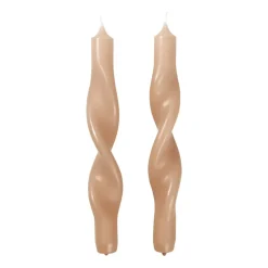Best Broste Copenhagen Twist twisted candles twisted candle 23 cm 2-pack, Walnut Beige