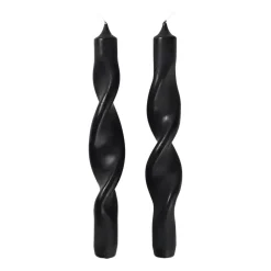 Hot Broste Copenhagen Twist twisted candles twisted candle 23 cm 2-pack, Simply Black