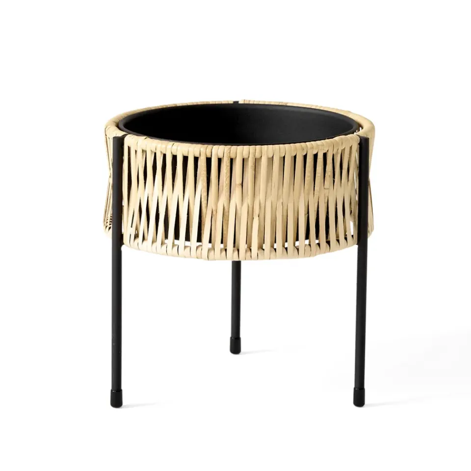 New Audo Copenhagen Umanoff planter flower box rattan-steel, h27 cm Ø27 cm Beige