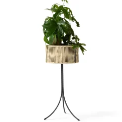 Garden Details & Accessories^Audo Copenhagen Umanoff planter flower box rattan-steel, h69 cm Ø36,5 cm Beige