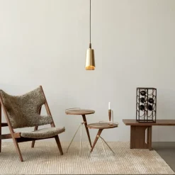 Audo Copenhagen Umanoff side table wallnut-polished brass, 60 cm Brown
