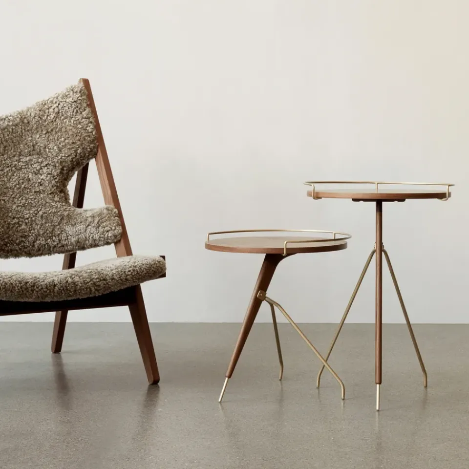 Audo Copenhagen Umanoff side table wallnut-polished brass, 60 cm Brown