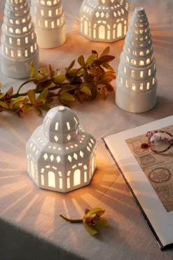 Tea Light Holders, Lanterns & Candle Dishes^Kähler Urbania candleholder, Glass White