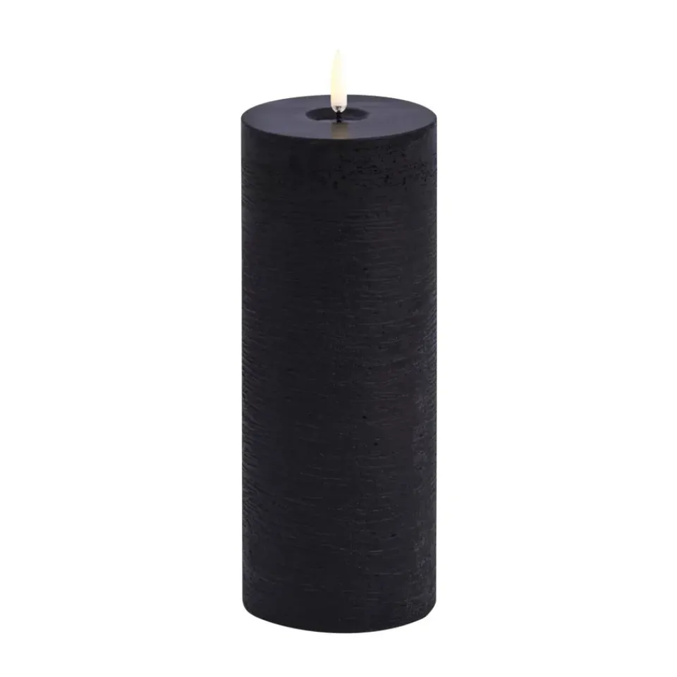 Led-Candles^Uyuni Lighting Uyuni LED Block Candle melted, rustic, Ø7.8x20 cm Black