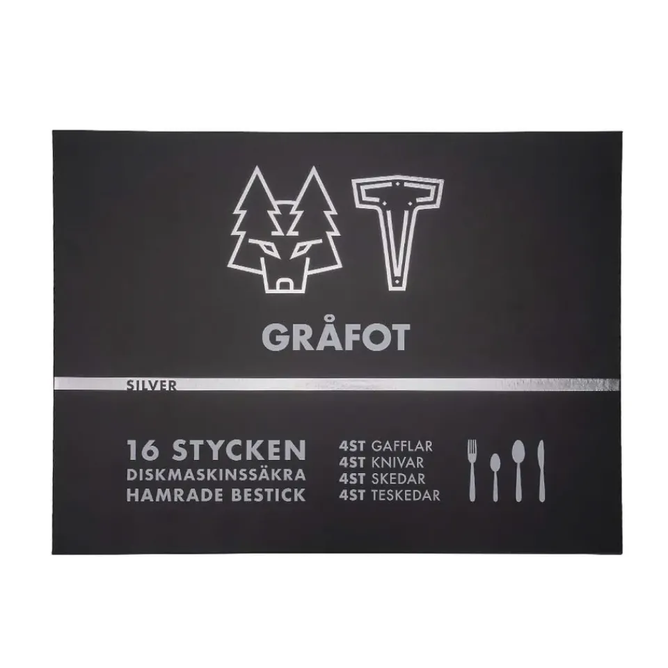 Online Vargen & Thor cutlery 16 pieces, greyfoot. silver Silver-coloured
