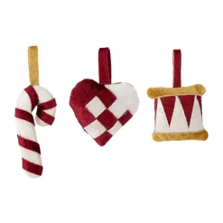 Outlet Bloomingville Velua hanging decorations 3 pieces, Red