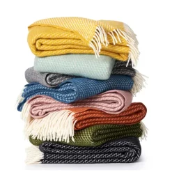 Klippan Yllefabrik Velvet wool throw, light Blue