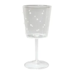 New Olsson & Jensen Venezia wine glass, White dots TransparentWhite