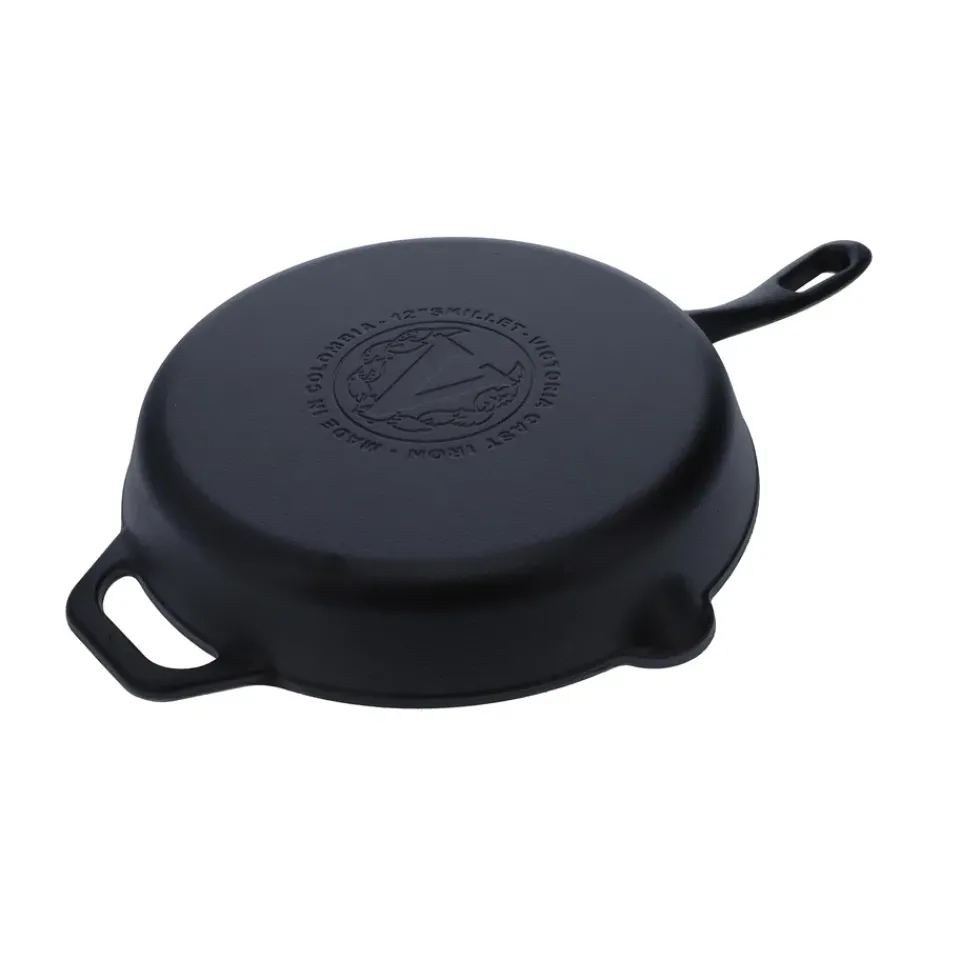 Cast Iron Pans^Victoria cast iron frying pan pre-seasoned, Ø30 cm Black