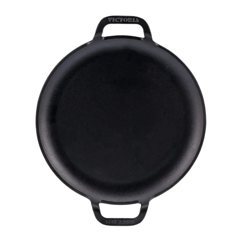 Cast Iron Pans|Frying Pans & Skillets^Victoria Comal frying pan two handles pre-seasoned, Ø25 cm → Ø25 cm Black