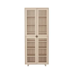 Display & Glass Cabinets|Display & Glass Cabinets^1898 Vidja hight display cabinet, White pigmented oak Beige