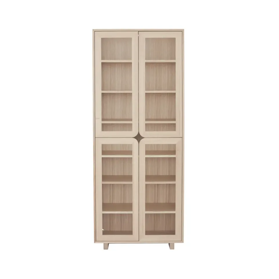 Display & Glass Cabinets|Display & Glass Cabinets^1898 Vidja hight display cabinet, White pigmented oak Beige