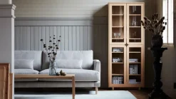 Display & Glass Cabinets|Display & Glass Cabinets^1898 Vidja hight display cabinet, White pigmented oak Beige