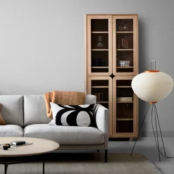 Display & Glass Cabinets|Display & Glass Cabinets^1898 Vidja hight display cabinet, White pigmented oak Beige