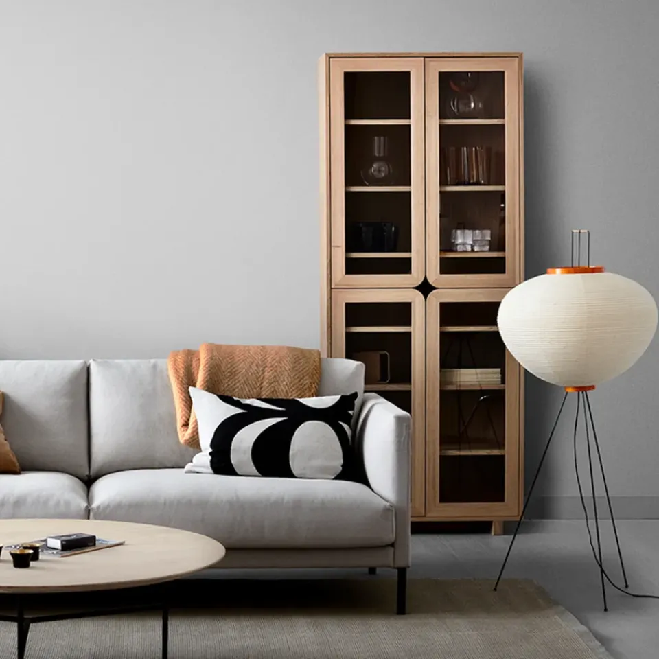Display & Glass Cabinets|Display & Glass Cabinets^1898 Vidja hight display cabinet, White pigmented oak Beige