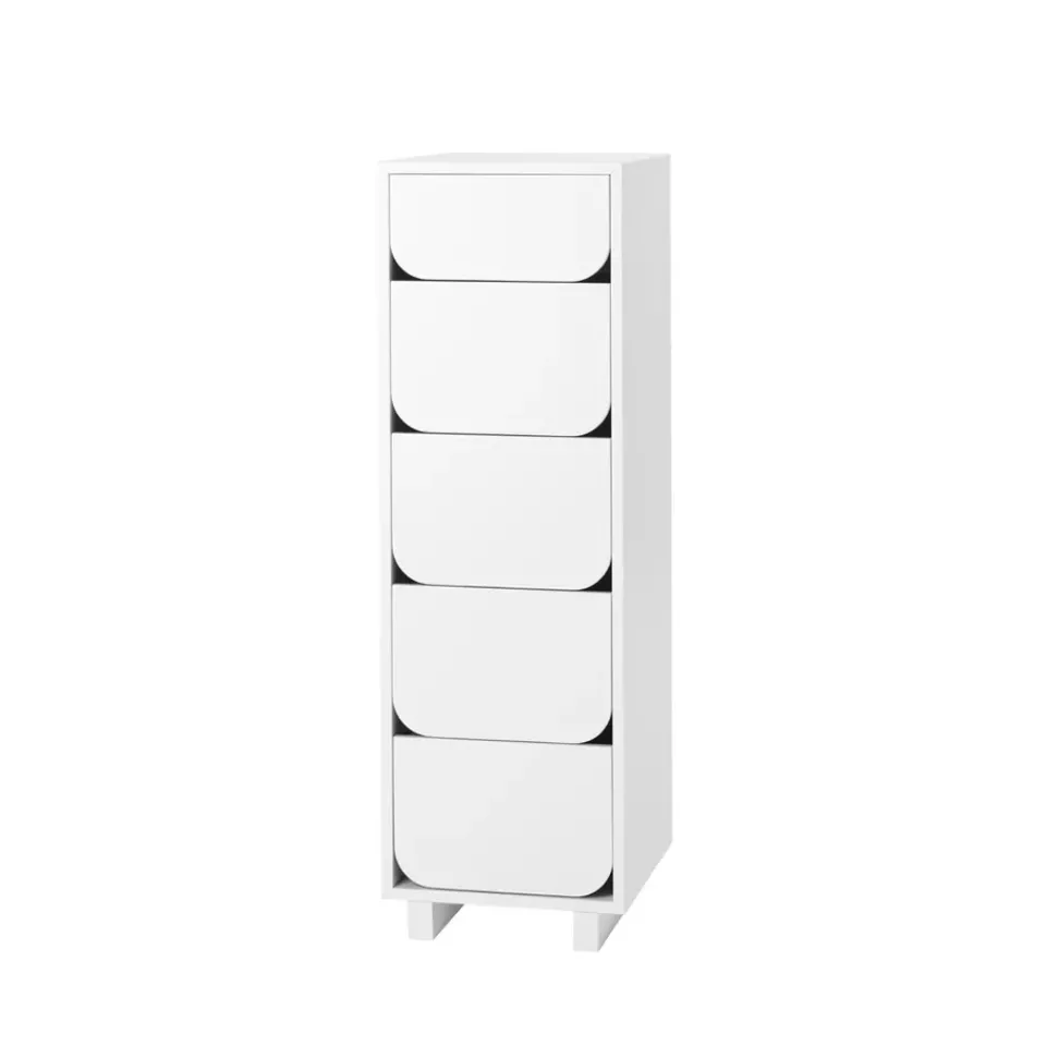 Online 1898 Vidja narrow chest of draws 5 box, lacquered White