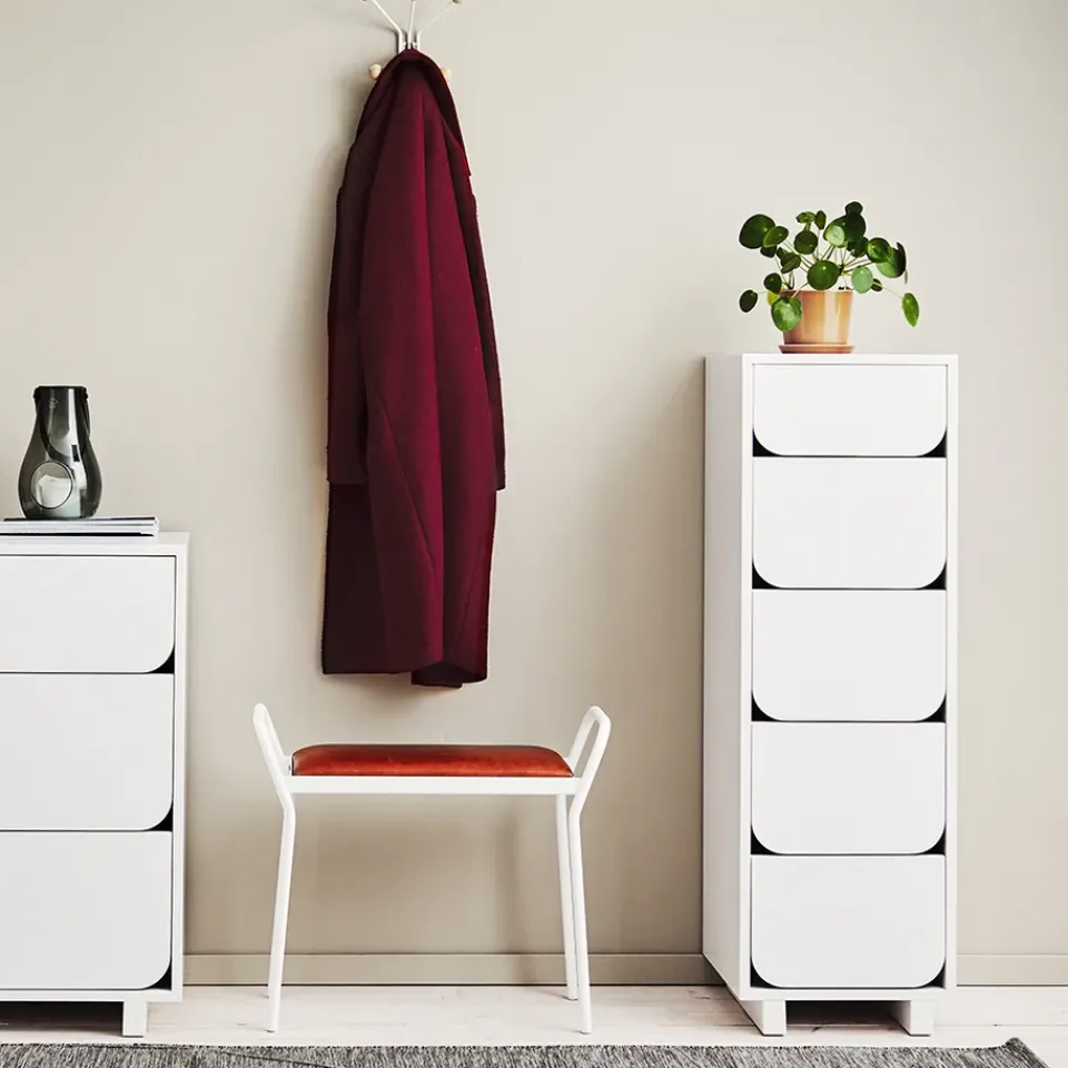 Online 1898 Vidja narrow chest of draws 5 box, lacquered White