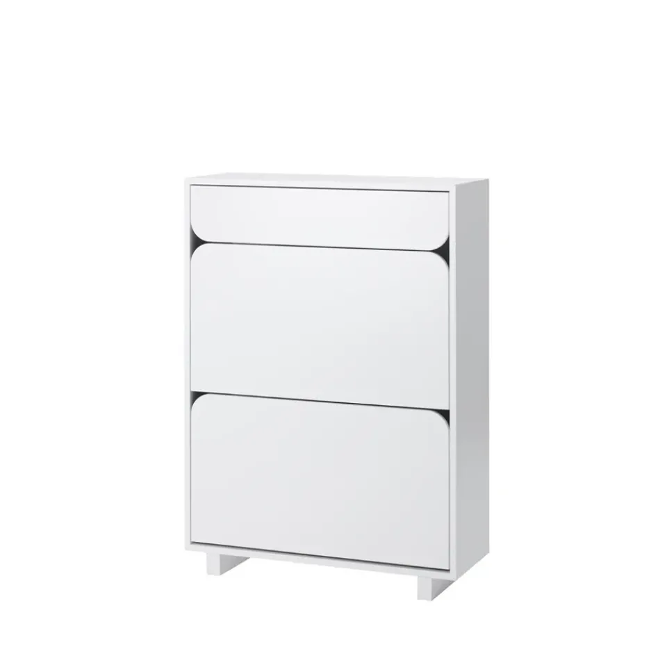 Hot 1898 Vidja shoe cabinet, lack. 2 fack+1 draw White