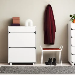 Hot 1898 Vidja shoe cabinet, lack. 2 fack+1 draw White
