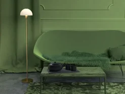 Hot Herstal Vienda floor lamp, Bronze-Opal Glass Gold-coloured